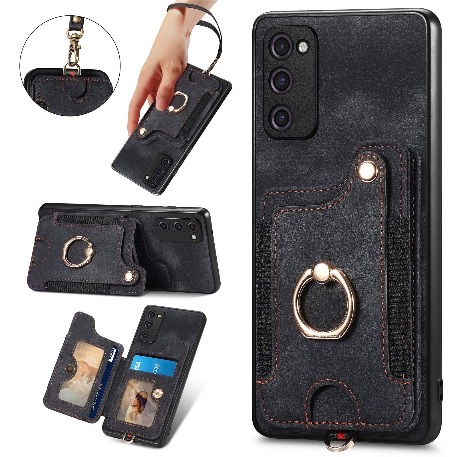 For Samsung Galaxy S20 FE / S20 FE 5G / S20 FE 2022 / S20 Lite RFID Blocking Phone Cover PU Leather Coated PC TPU Card Holder Kickstand Case For Samsung Galaxy S20 FE / S20 FE 5G / S20 FE 2022 / S20 Lite RFID Blocking Phone Cover PU Leather Coated PC TPU Card Holder Kickstand Case